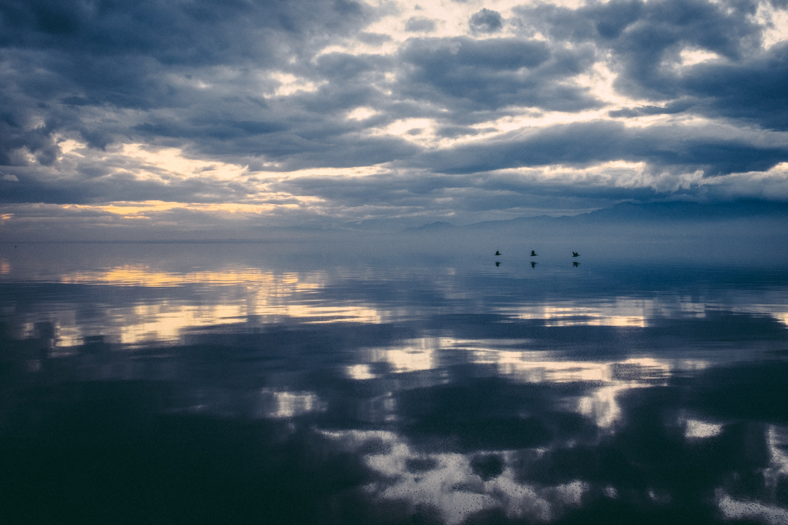 rainstorms on the salton sea, california.